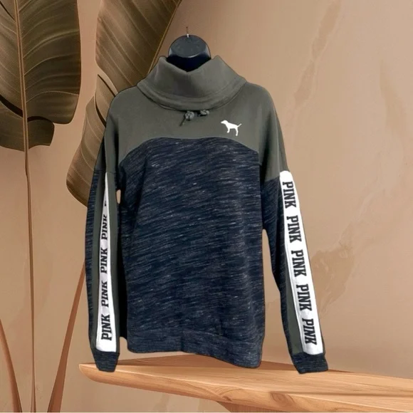 Victoria’s Secret Pink Sweatshirt Cowl Neck Long Sleeve Logo Drawstring Pullover - Picture 11 of 11